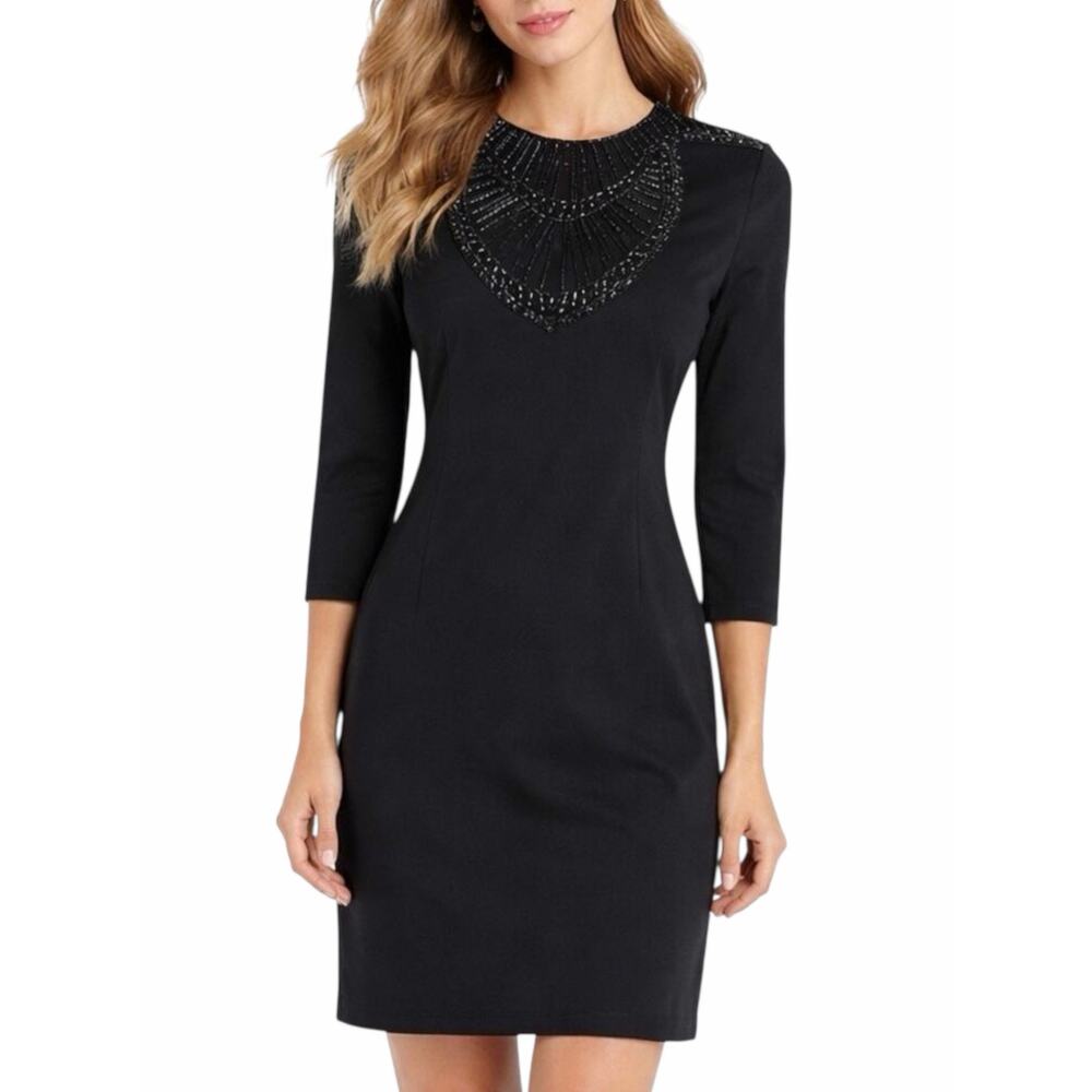 Armani Exchange 3/4 Sleeve Embellished Fitted Mini Dress Black Size XS - Picture 2 of 10
